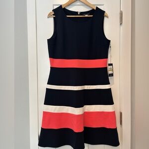 NWT Tommy Hilfiger Navy and Coral Striped Dress